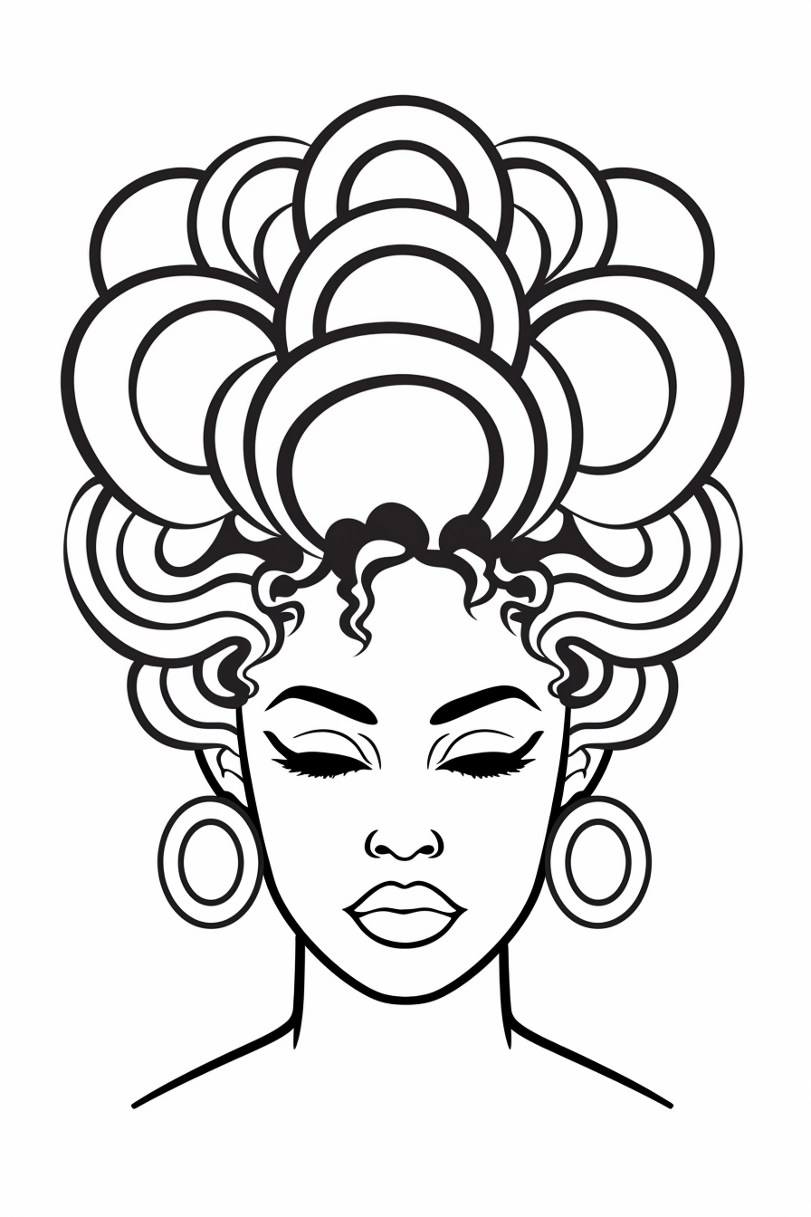 Coloring Page: African American Woman with Bantu Knots