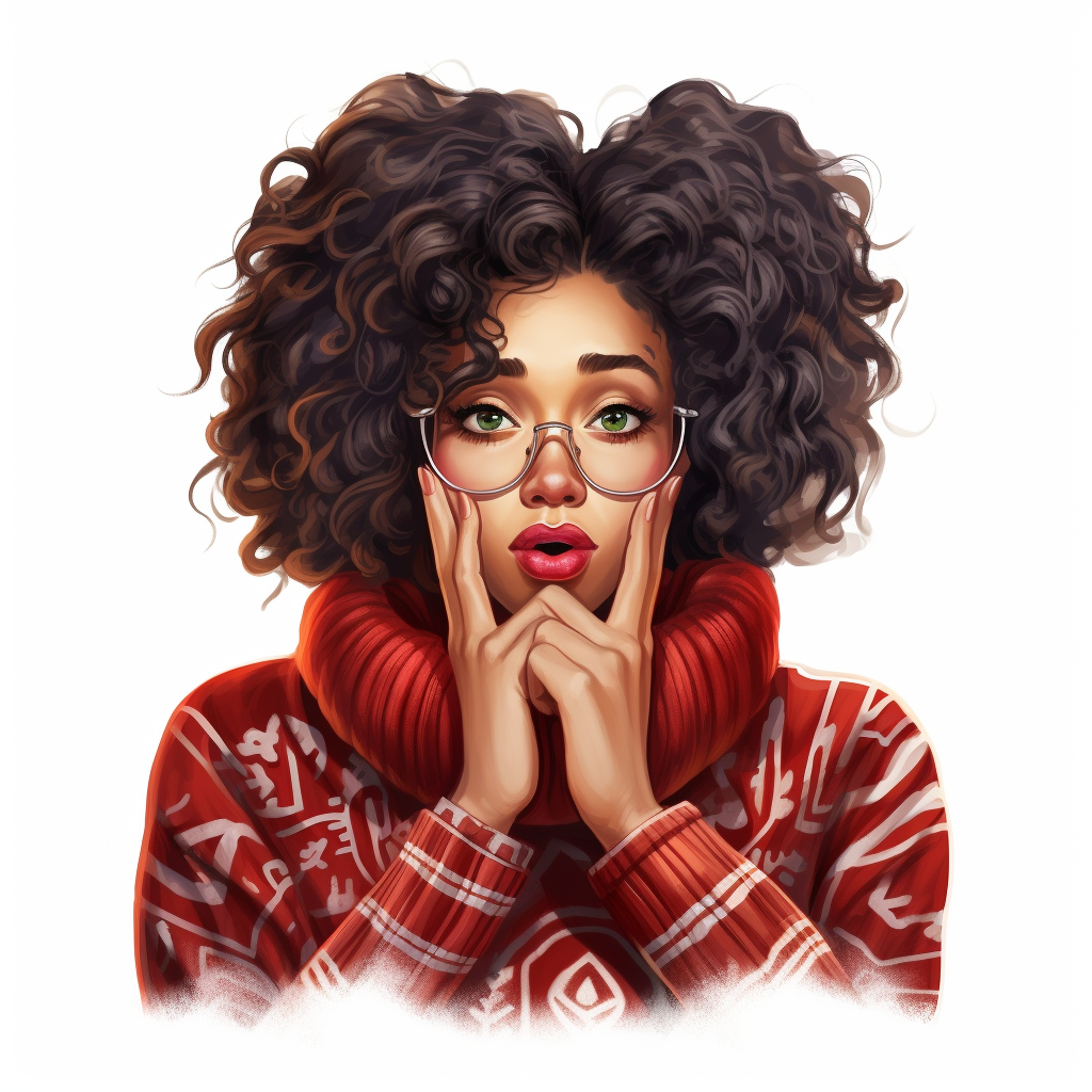 African American woman in cozy Christmas sweater