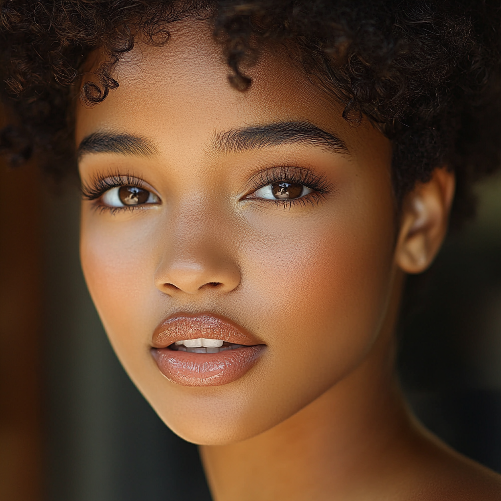 African American woman with curly hairstyle