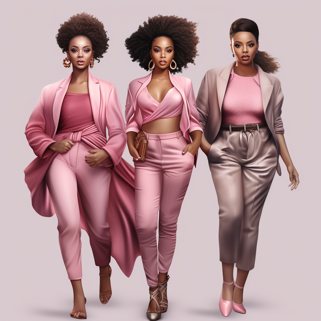 Beautiful African American Women in Pink Fashion