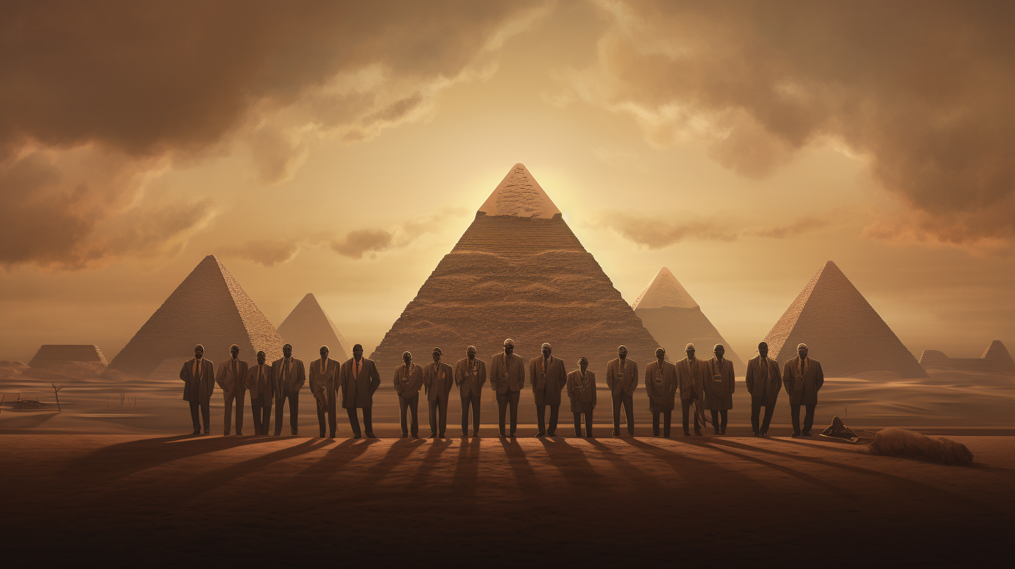 African leaders at the pyramid