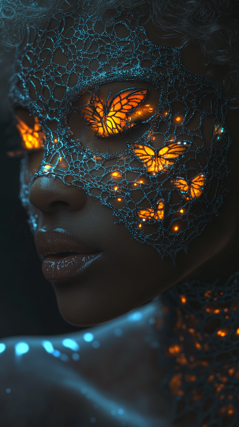 African woman with ornate masquerade mask