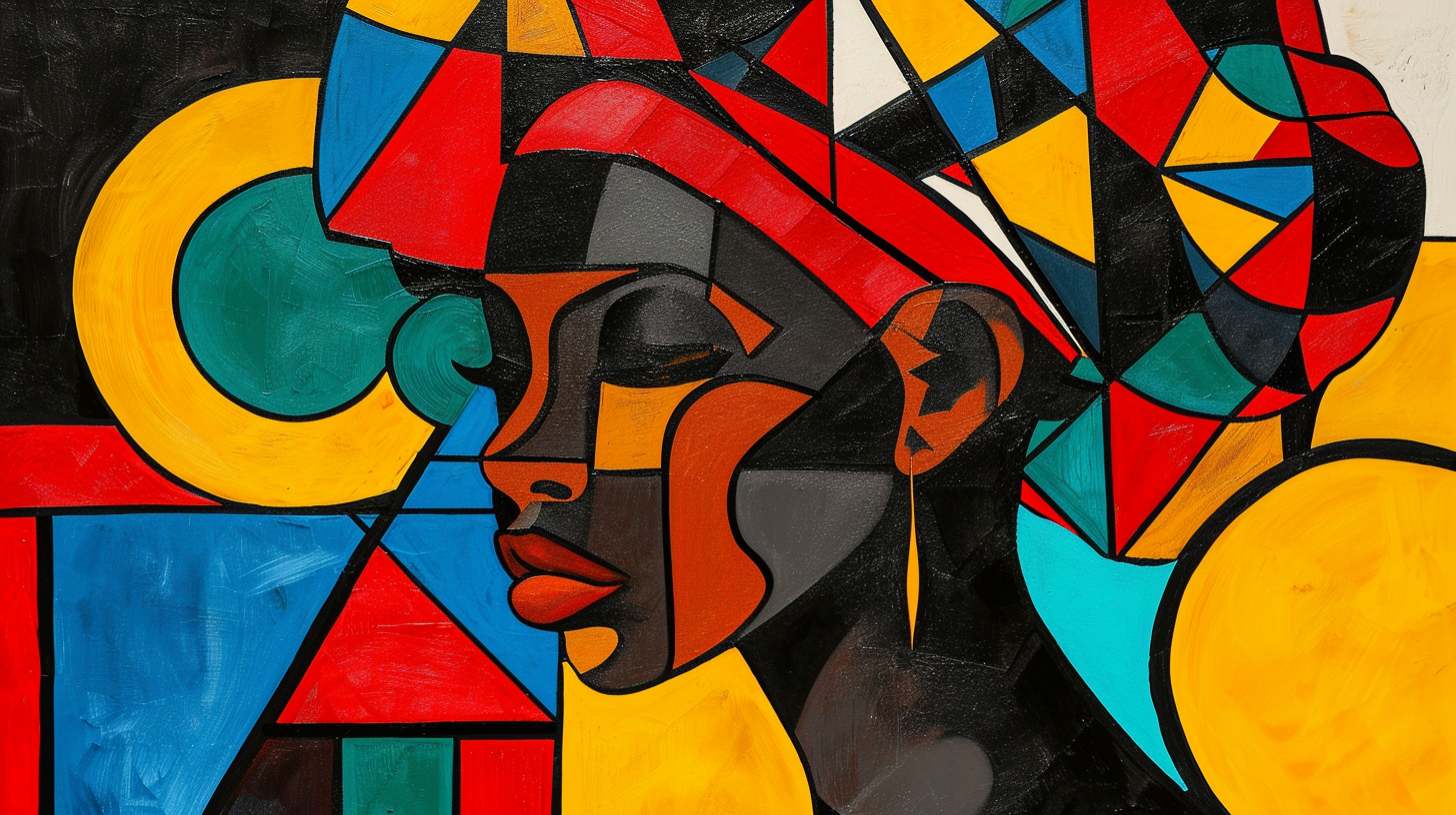 African woman in surrealist suprematism style