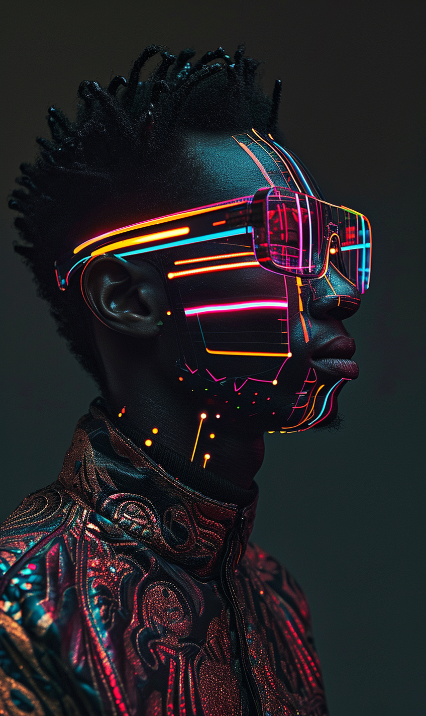 Afro Futurism Cyborg Minimal Style