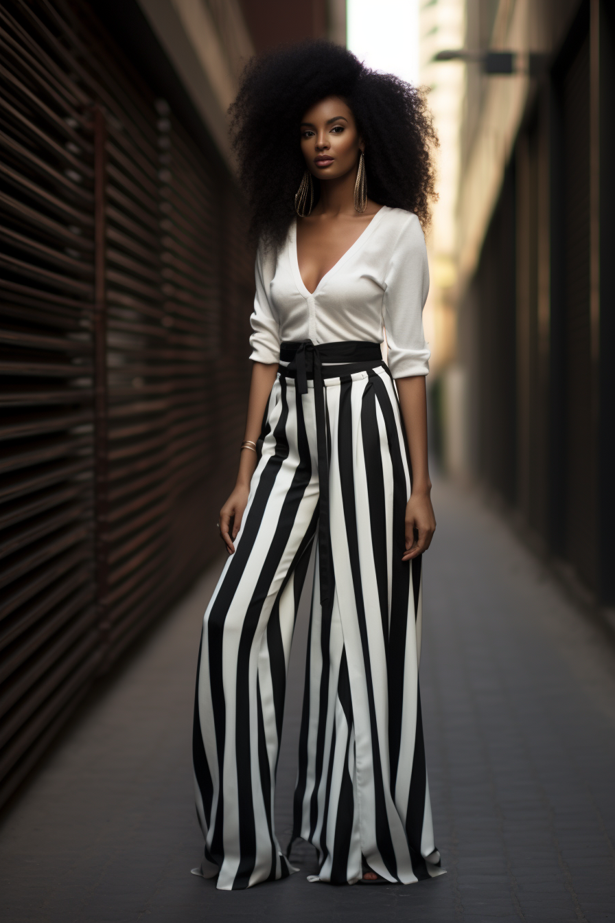 Fashionable Afrobeatista in Wide Leg Pants