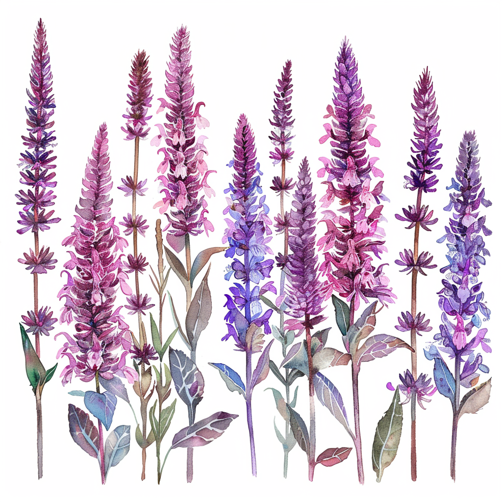 Agastache Urticifolia Watercolor Illustration