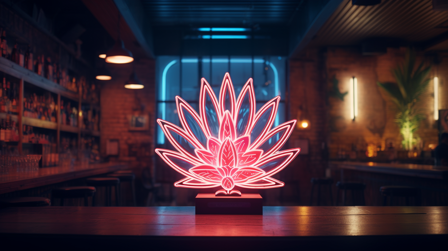 Agave plant neon sign in bar