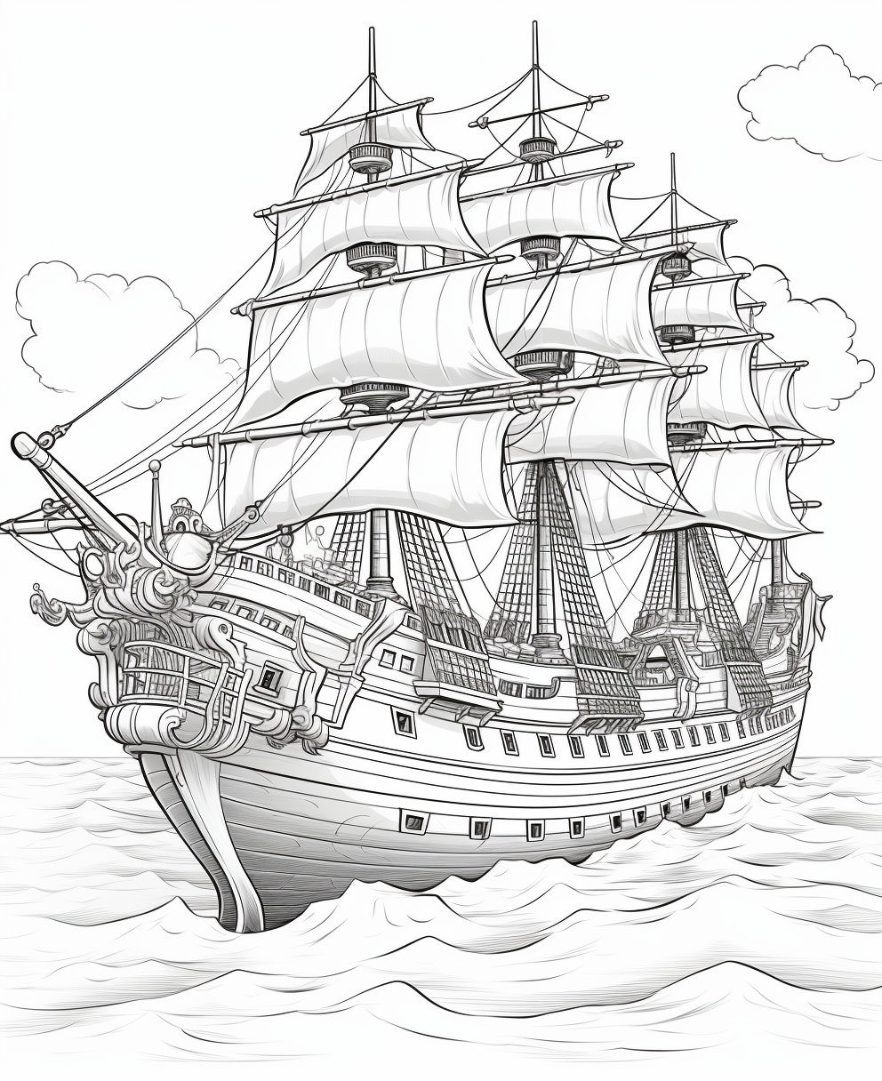 Age of Exploration Battleship Coloring Page