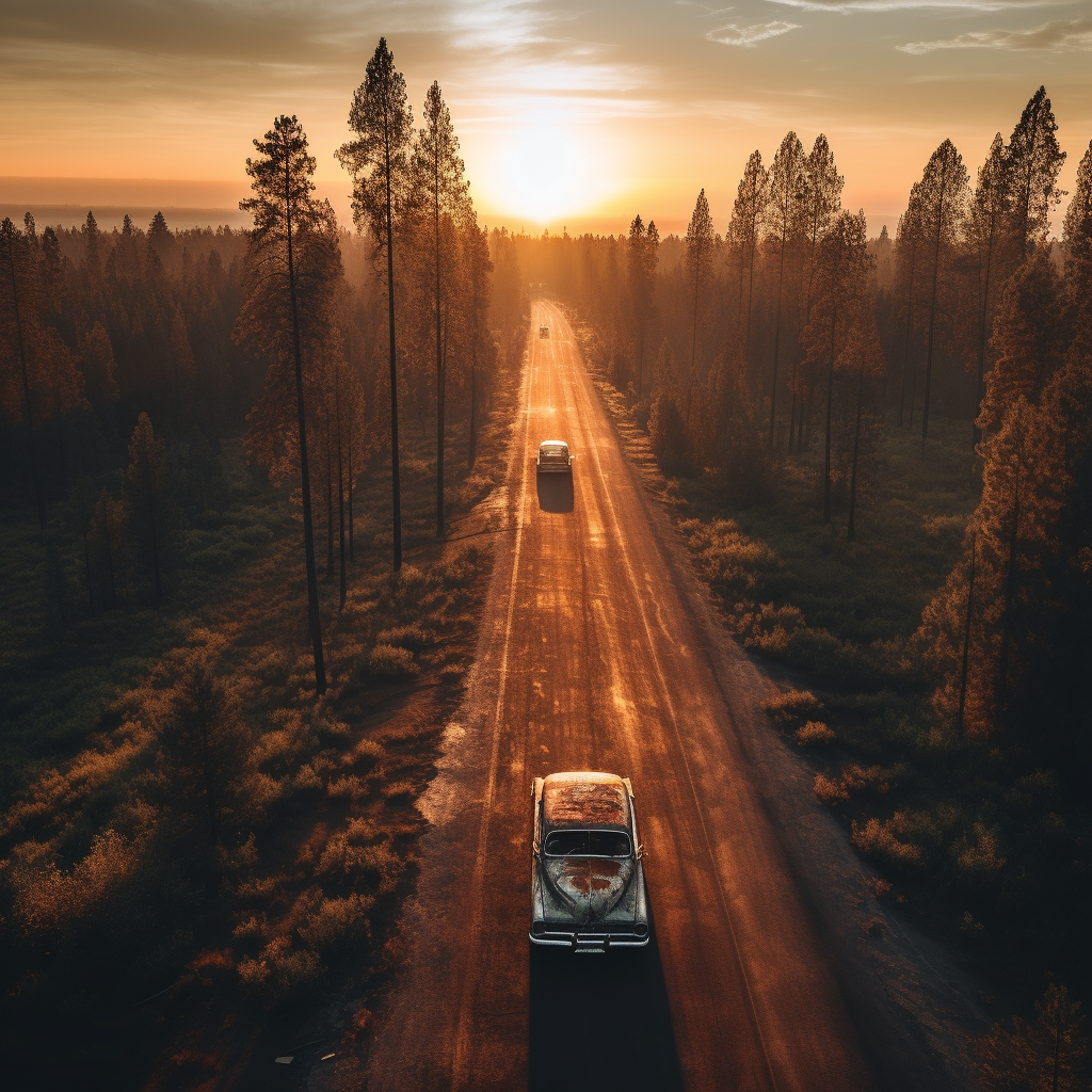 View of Old Rusted Cars on Highway