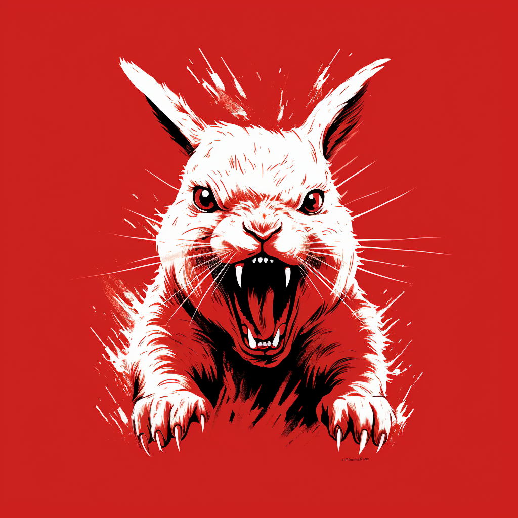 Aggressive Funny Bunny T-Shirt Painting