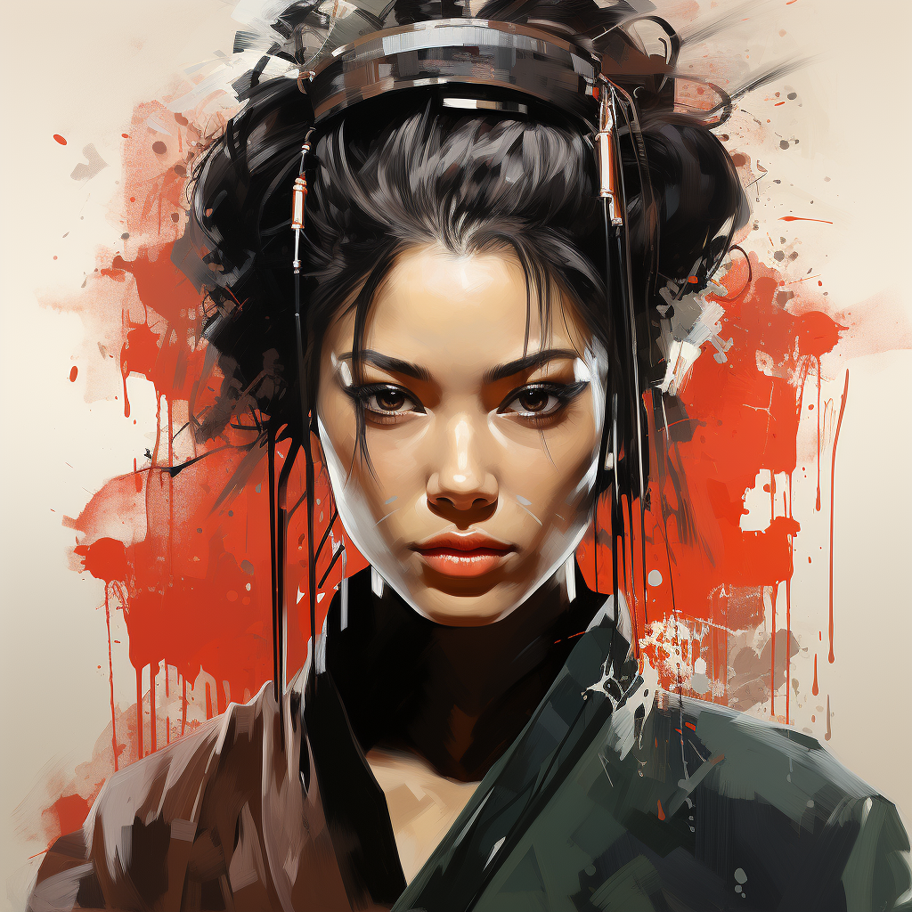 Aggressive Japanese Geisha with Deep Stare  ?