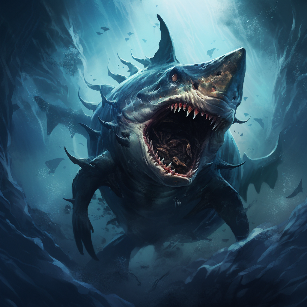 Aggressive Undead Shark in Ocean Waters