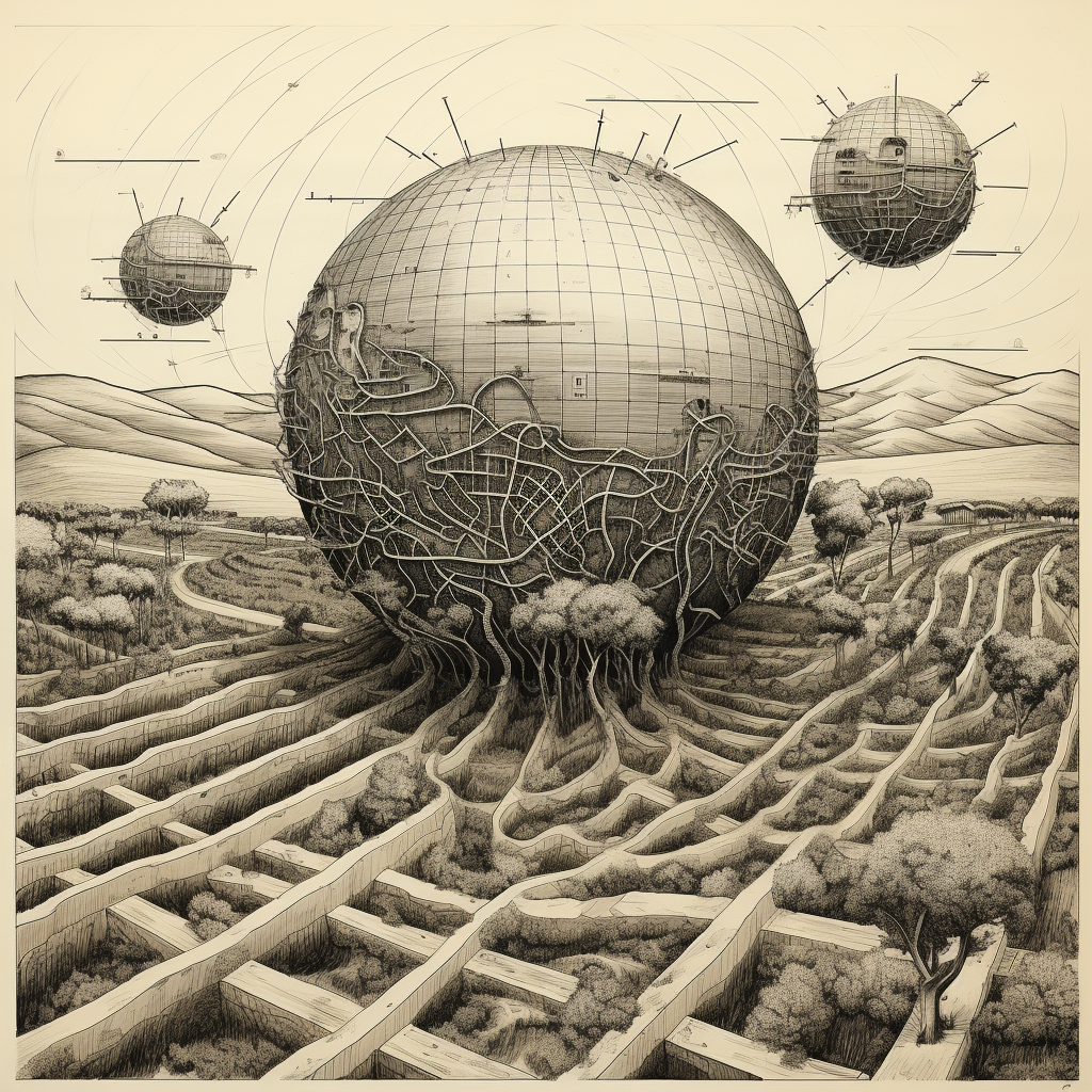 Agricultural concept with parallel lines of crops