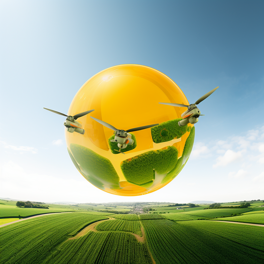 Yellow-green agricultural synergy with UAV drone