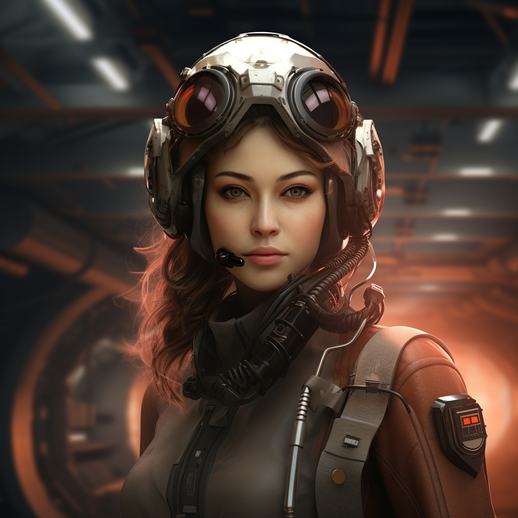 Female pilot time-traveling AI cyborg