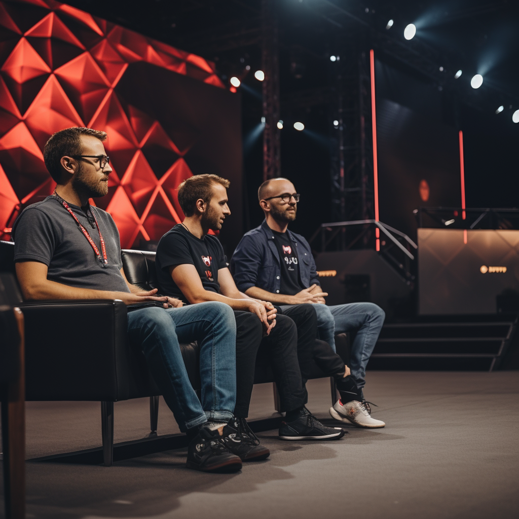 Three men discussing AI on stage