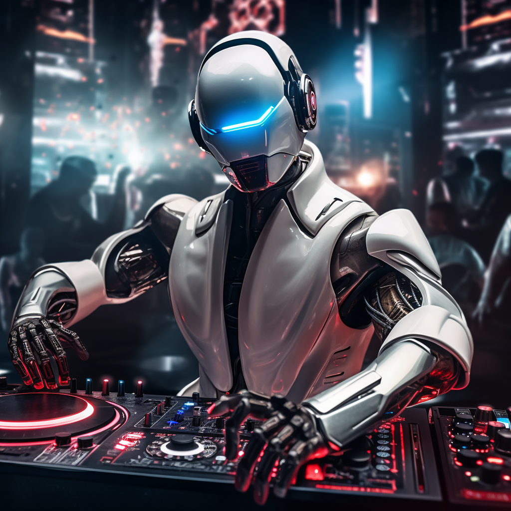 AI robot playing DJ in club