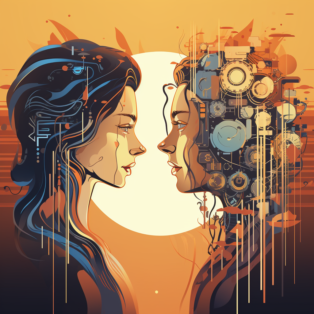 Illustration of AI bridging emotions and technology