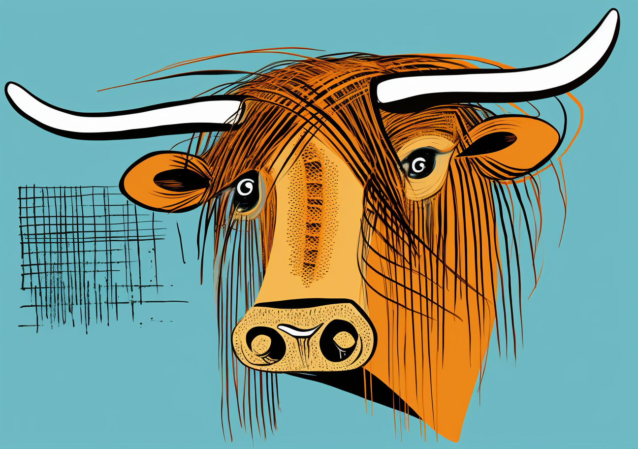 Illustration of AI Highland Cow Head Hybrid