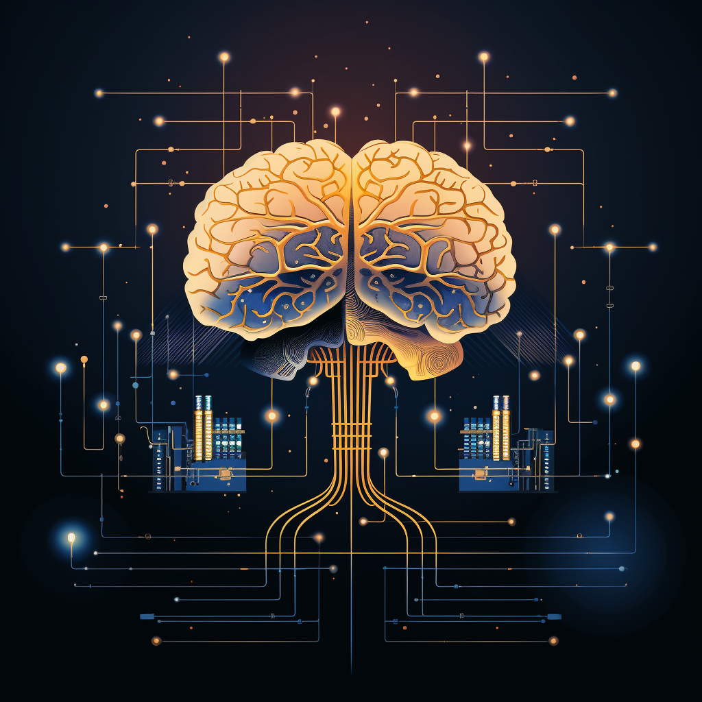 Illustration of AI and human brain in equilibrium