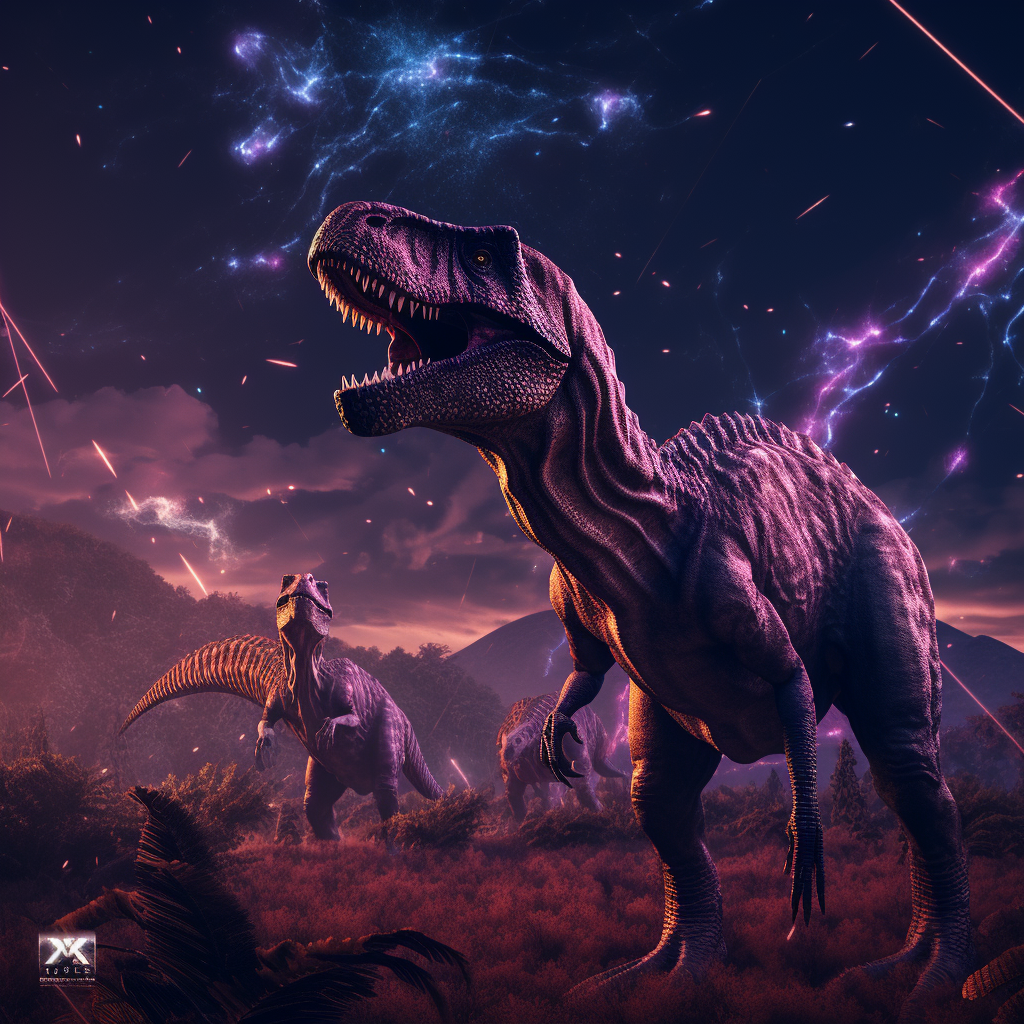 AI-marked meteor causing dinosaur extinction