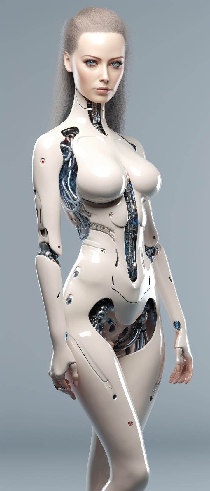 Beautiful AI Robot Woman Standing Up