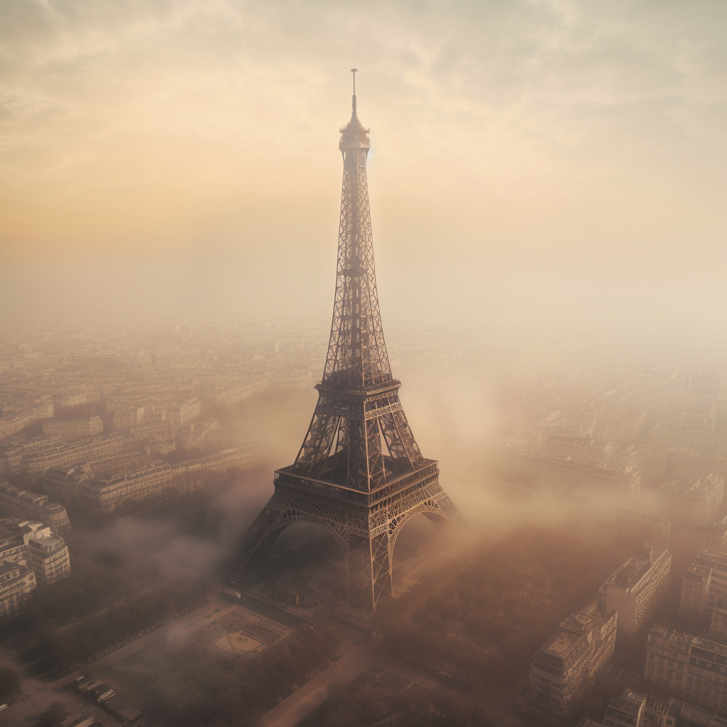 Air pollution obscuring La Tour Eiffel