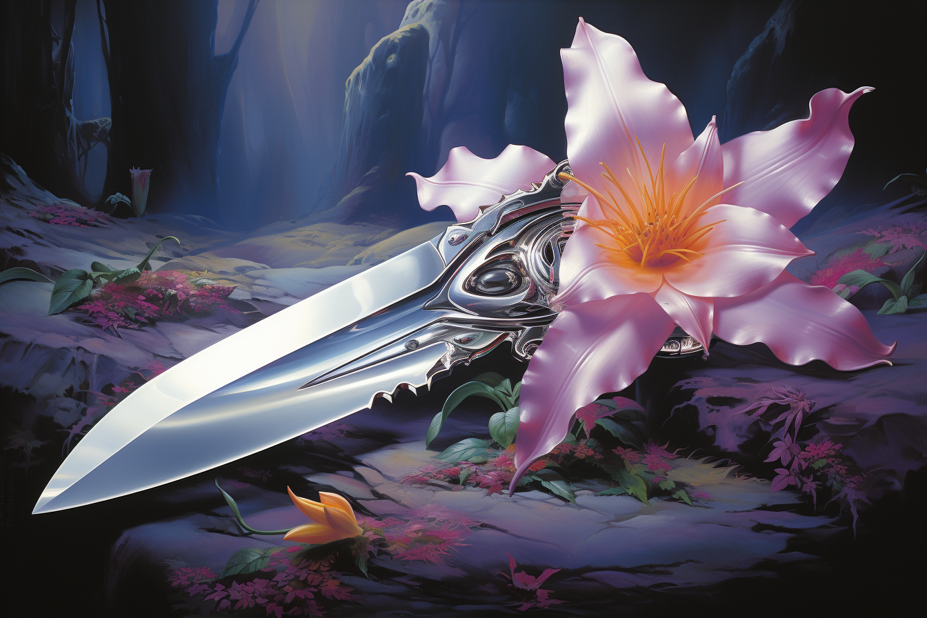 Airbrushed Knife and Lily Artwork