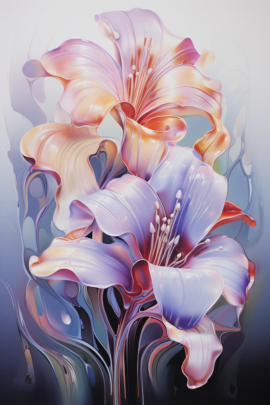 Airbrushed Lily Poster in Metallic Colors