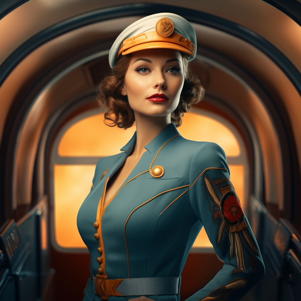 Art Deco Airline Stewardess Uniform