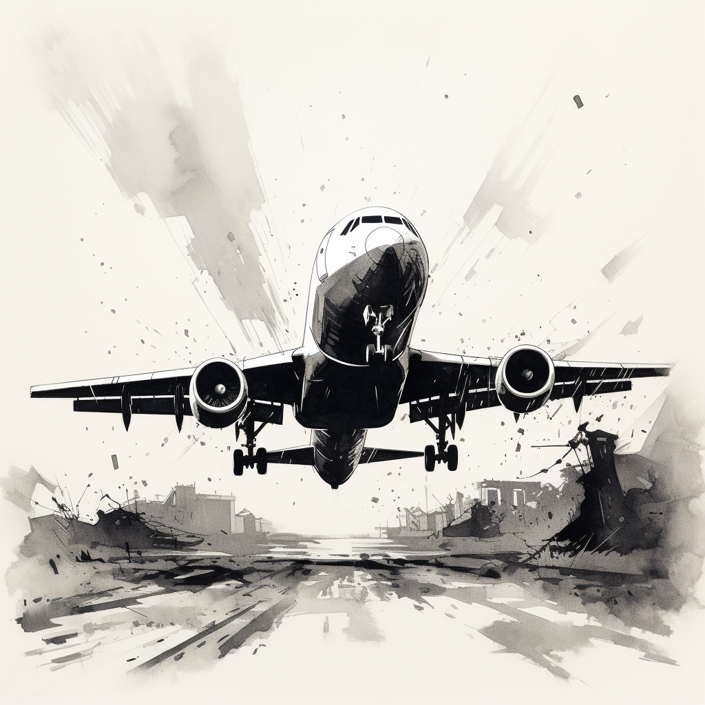 Stunning airplane takeoff artwork