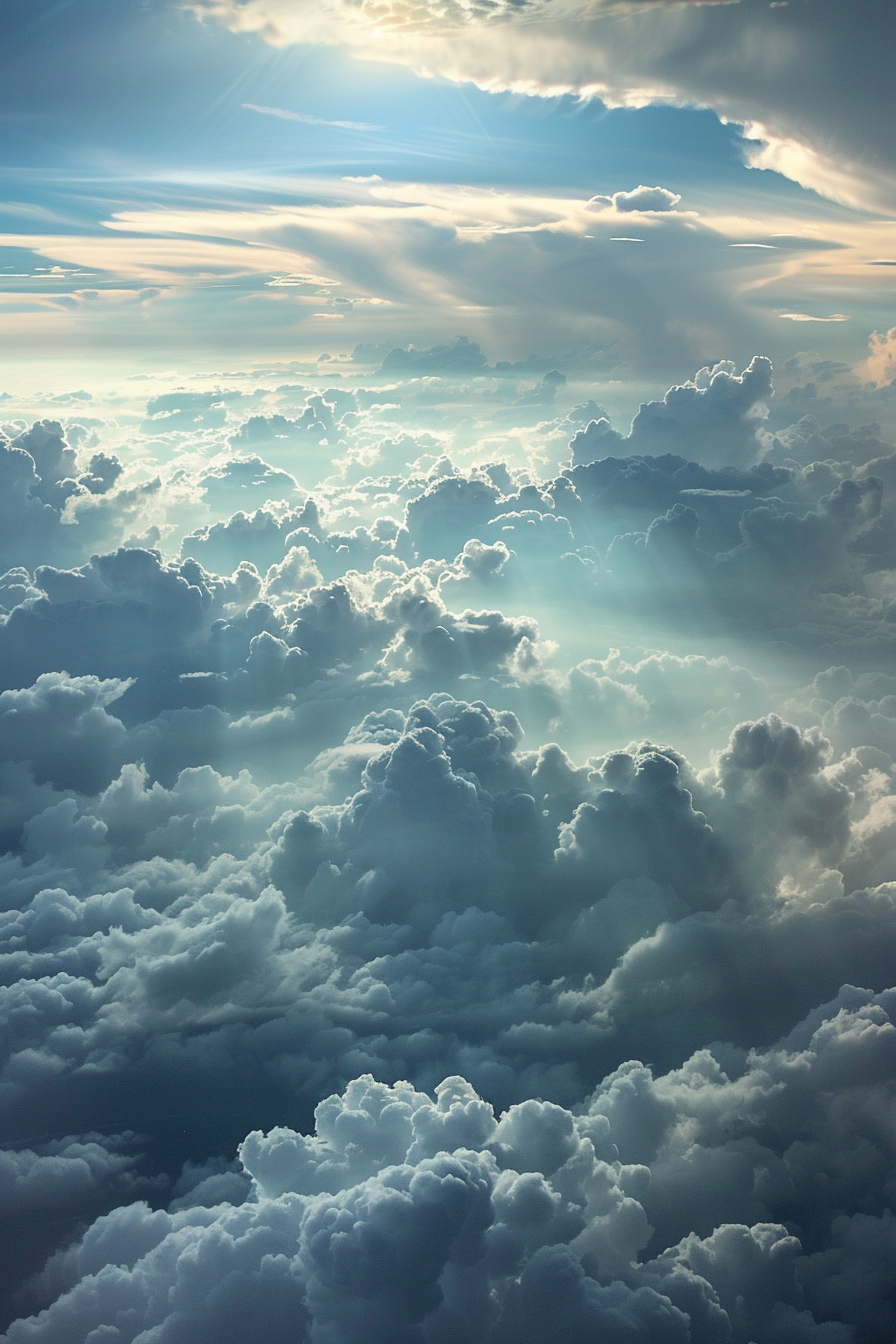 Airplane view above clouds