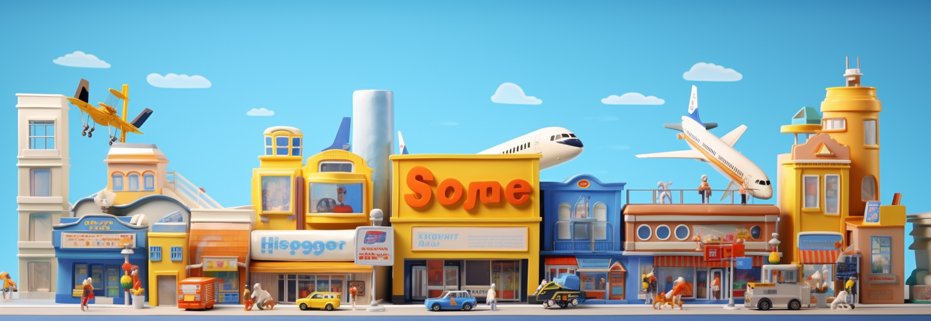 Airport Cartoon Scene Artwork