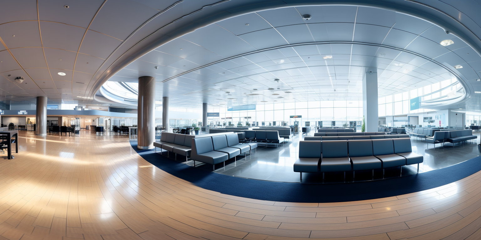 Airport Waiting Room with Big Screens