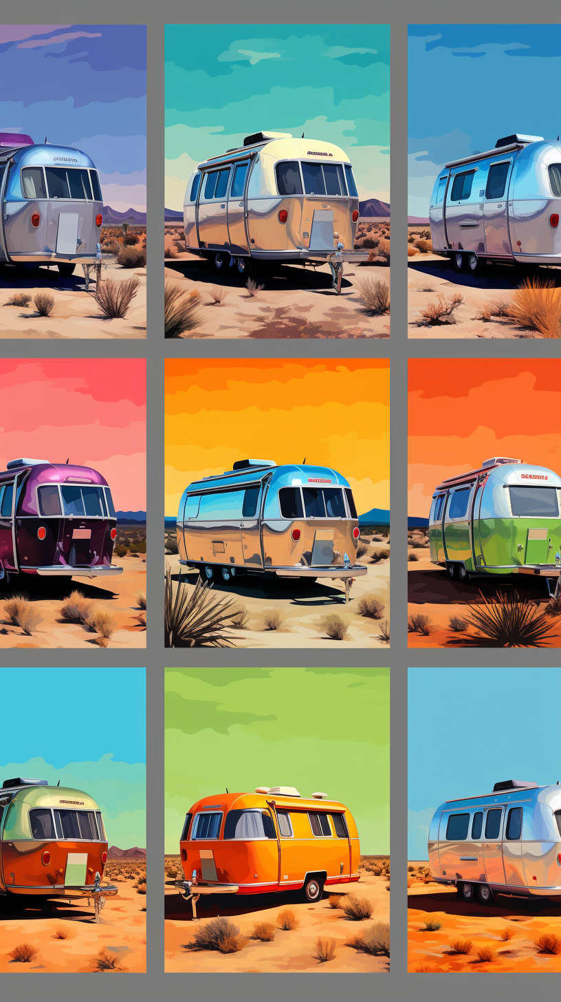 Colorful Airstream Camping in Warhol Style