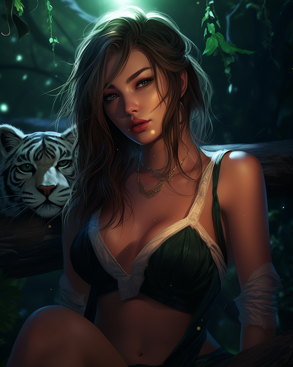 Akali League of Legends in green top in moonlit forest