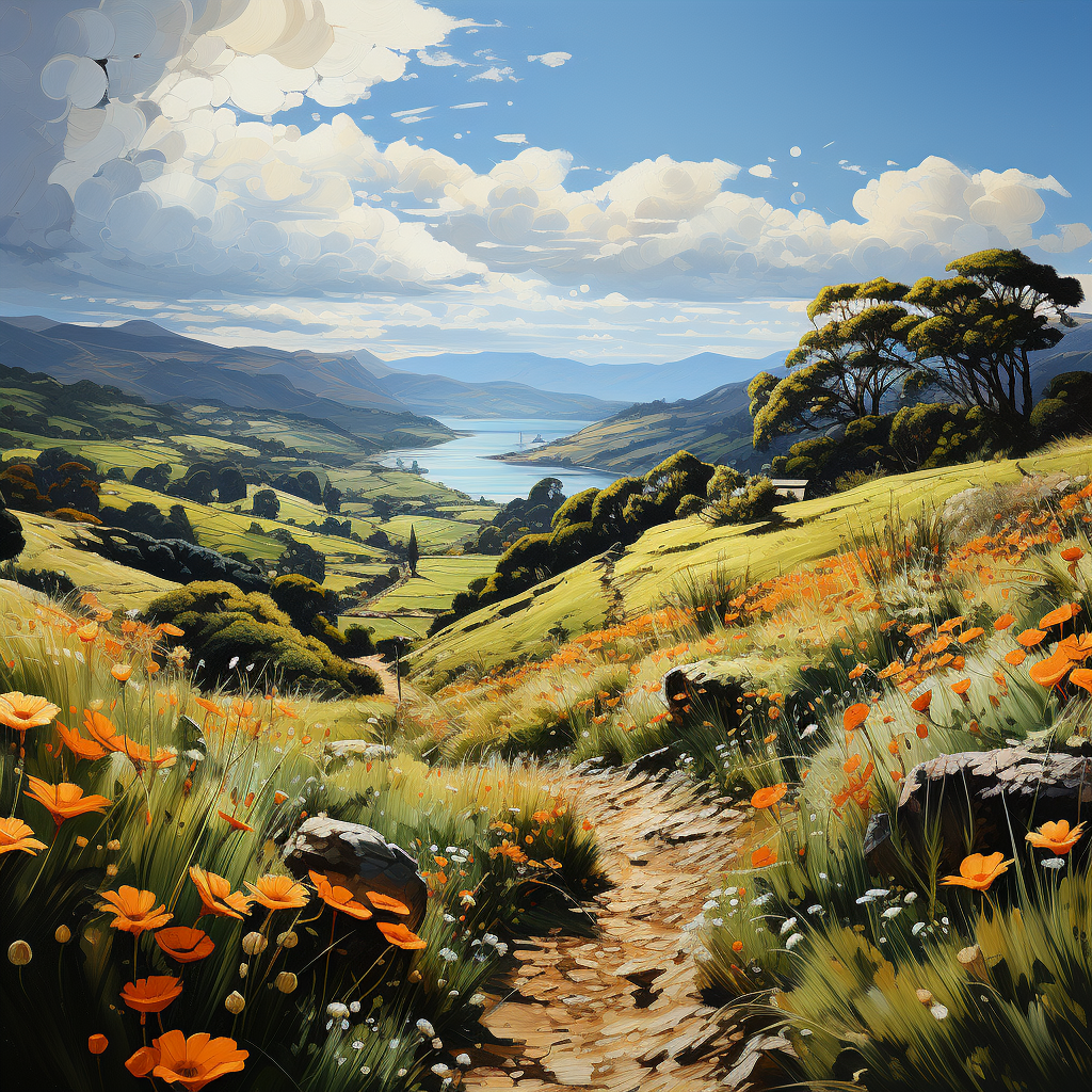 Scenic Landscape Painting of Akaroa