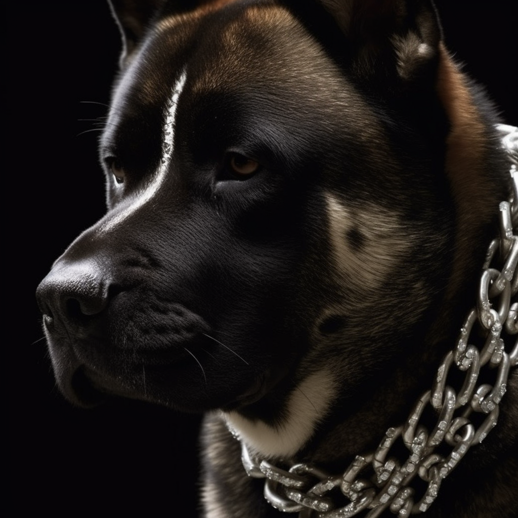 Akita Drake's Dog Diamond Chain Close Up