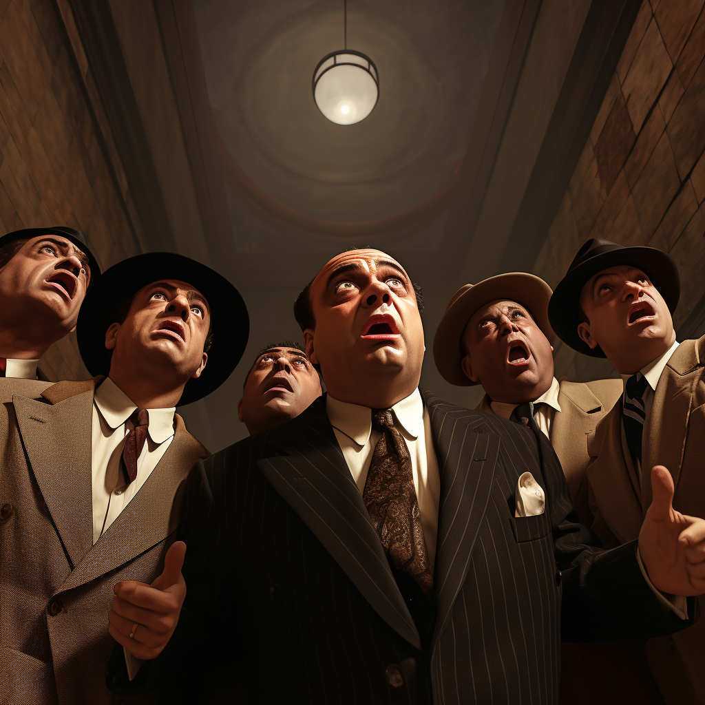 Al Capone and Mafia Members in Shock and Fear