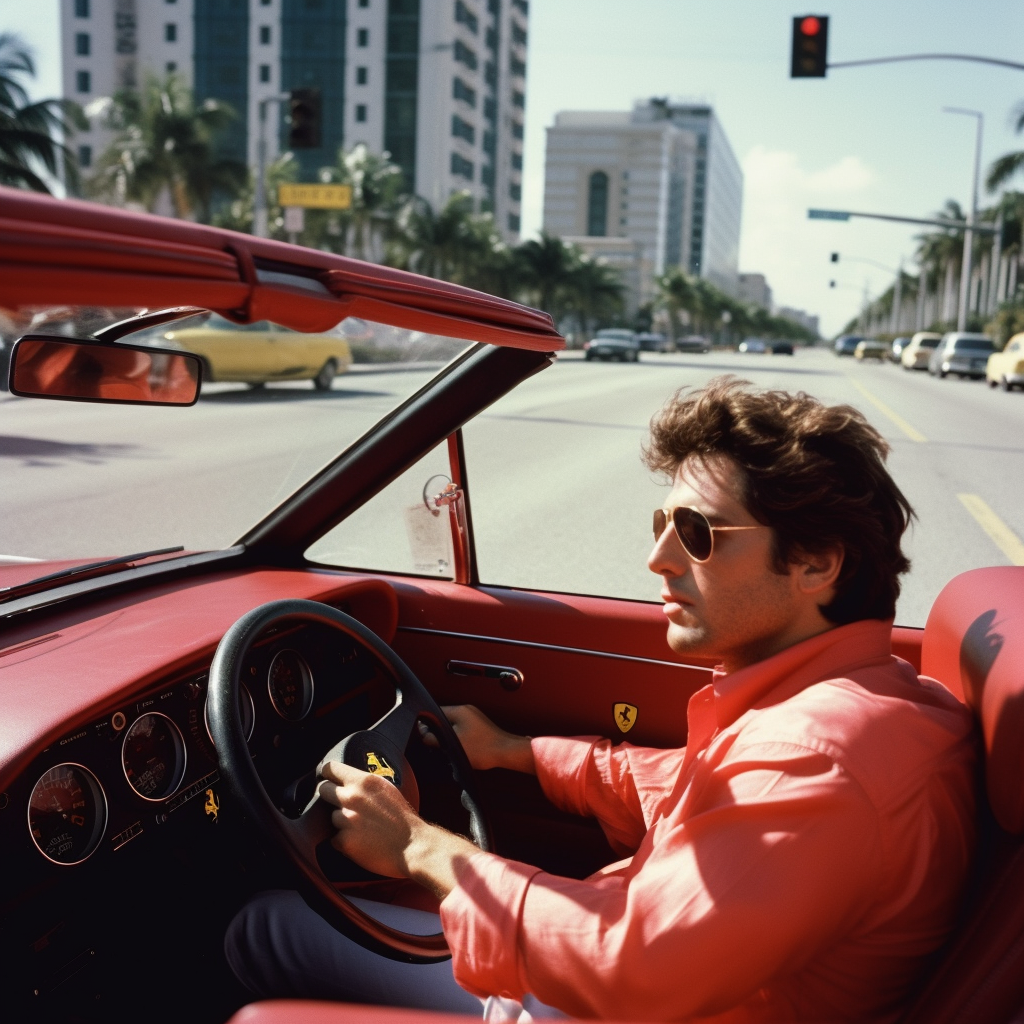 Al Pacino driving Ferrari in Miami