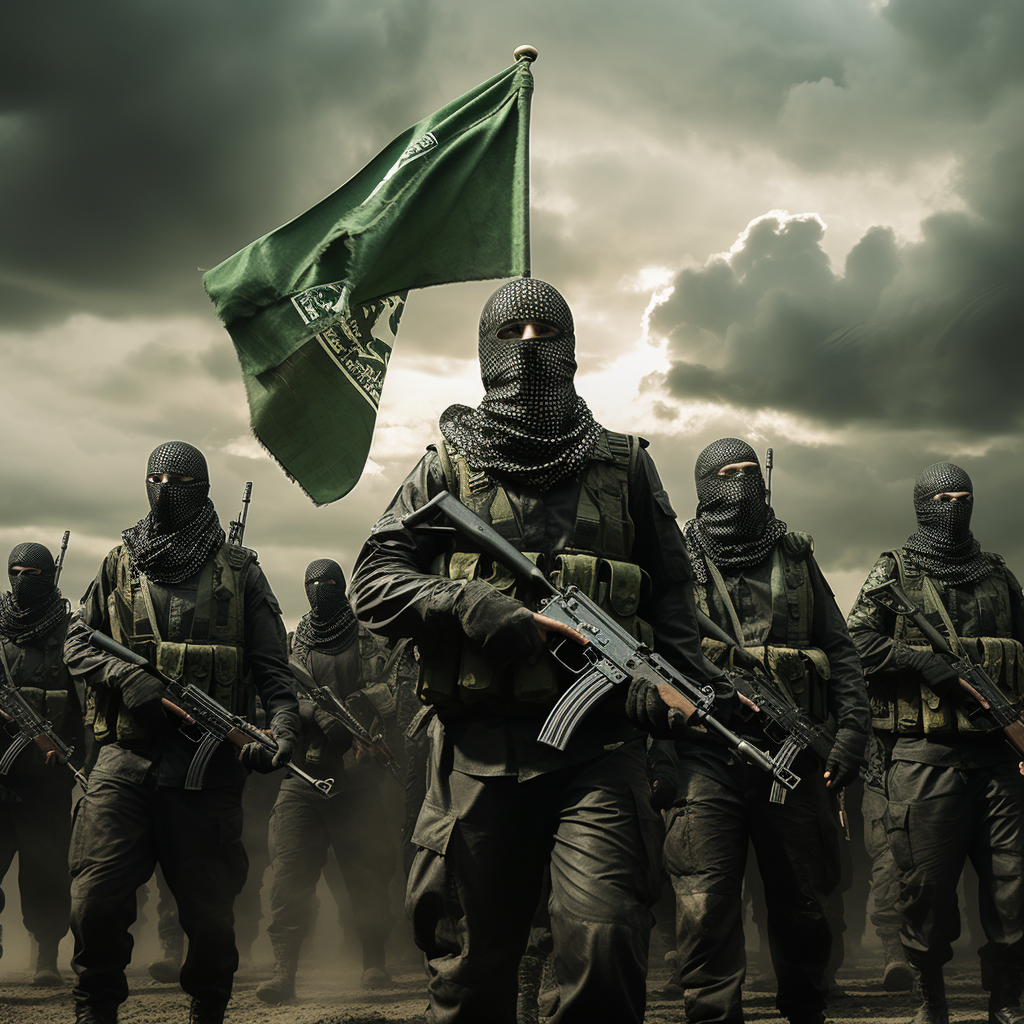 Al-Qassam Brigades holding Palestine flag