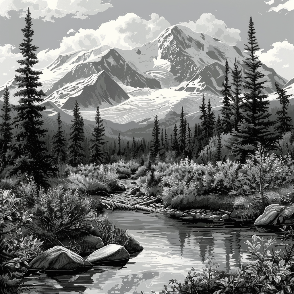 Realistic Alaska Pioneer Peak Photo