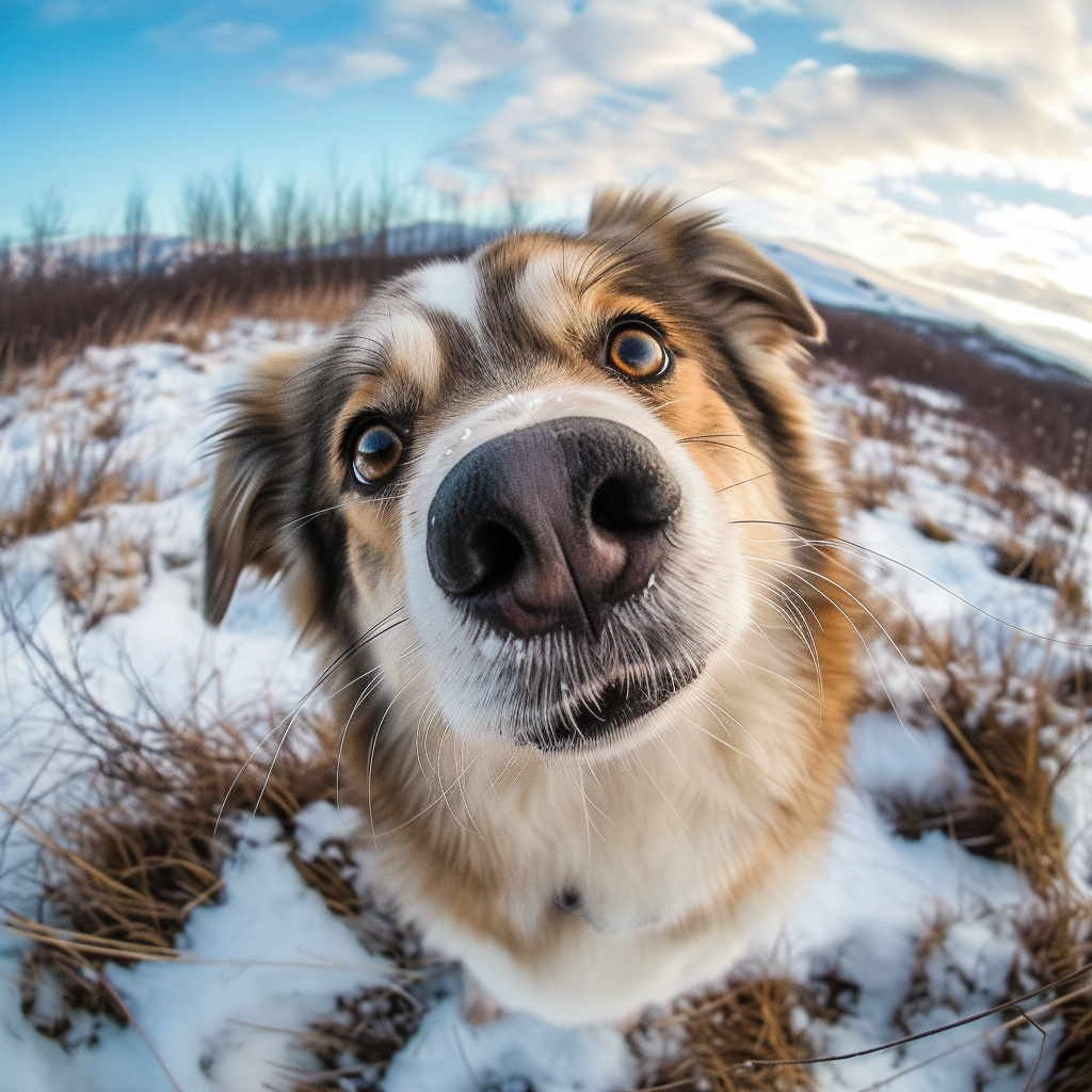 Alaskan Malmute Dog Wide-Angle Lens