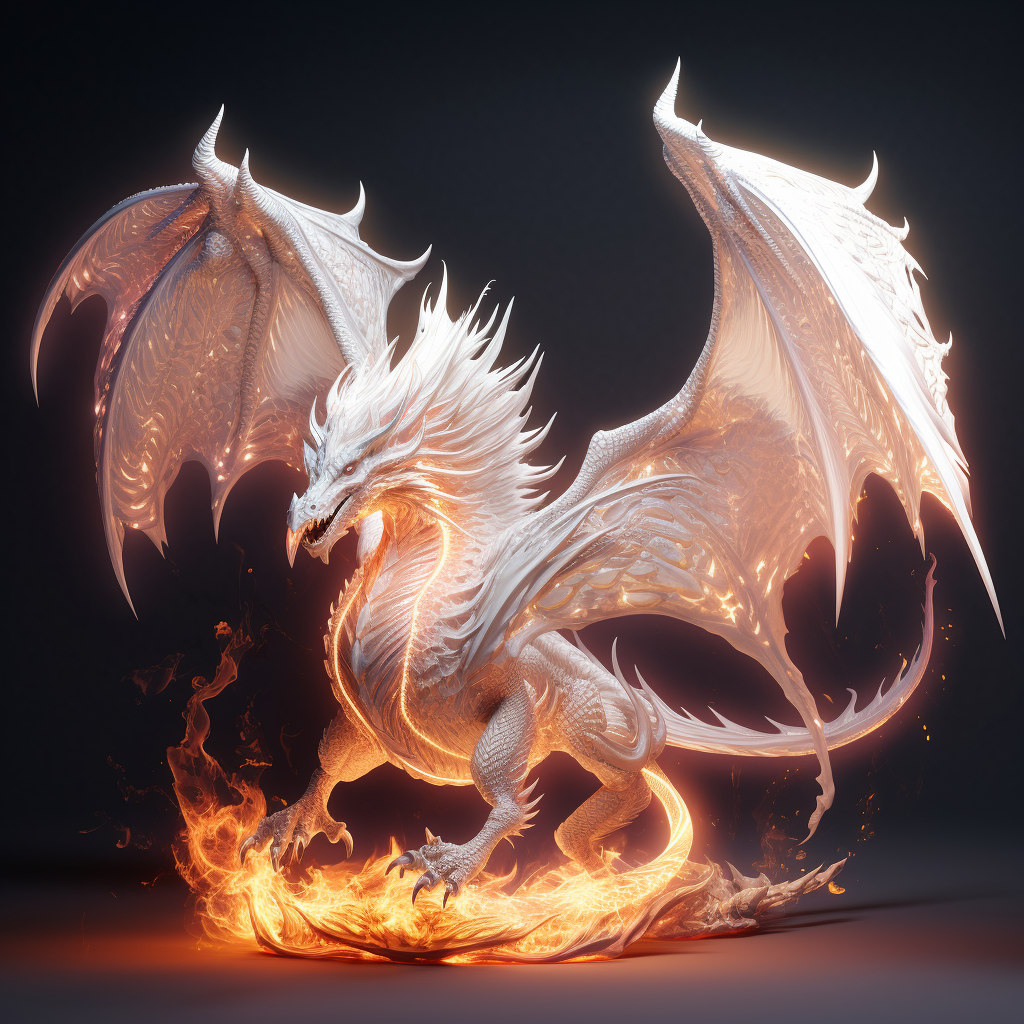 Albino Dragon Wings Fire Fantasy