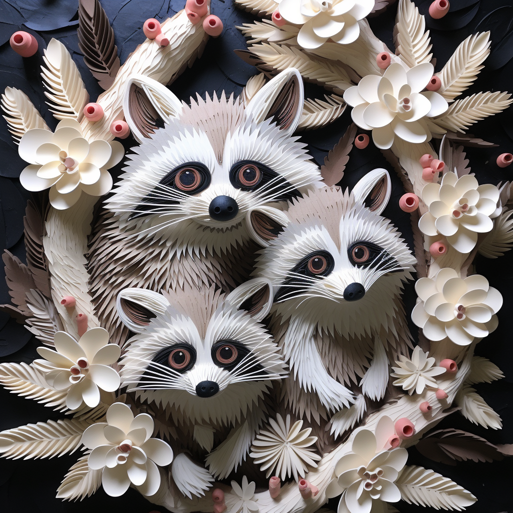 Quilled raccoons with unique fur varieties