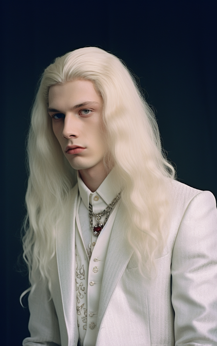 Albino prince with long white hair