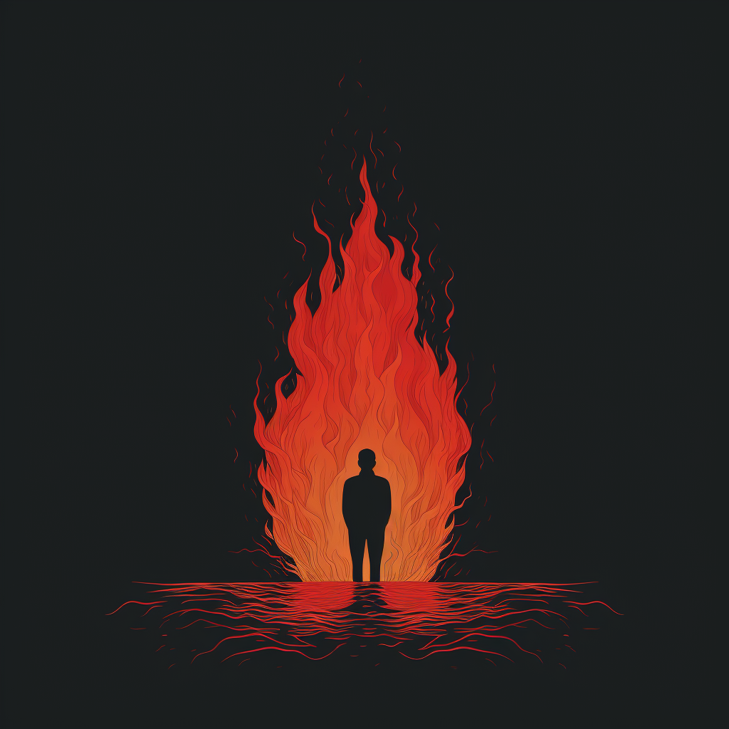 minimalistic album cover with fire and world