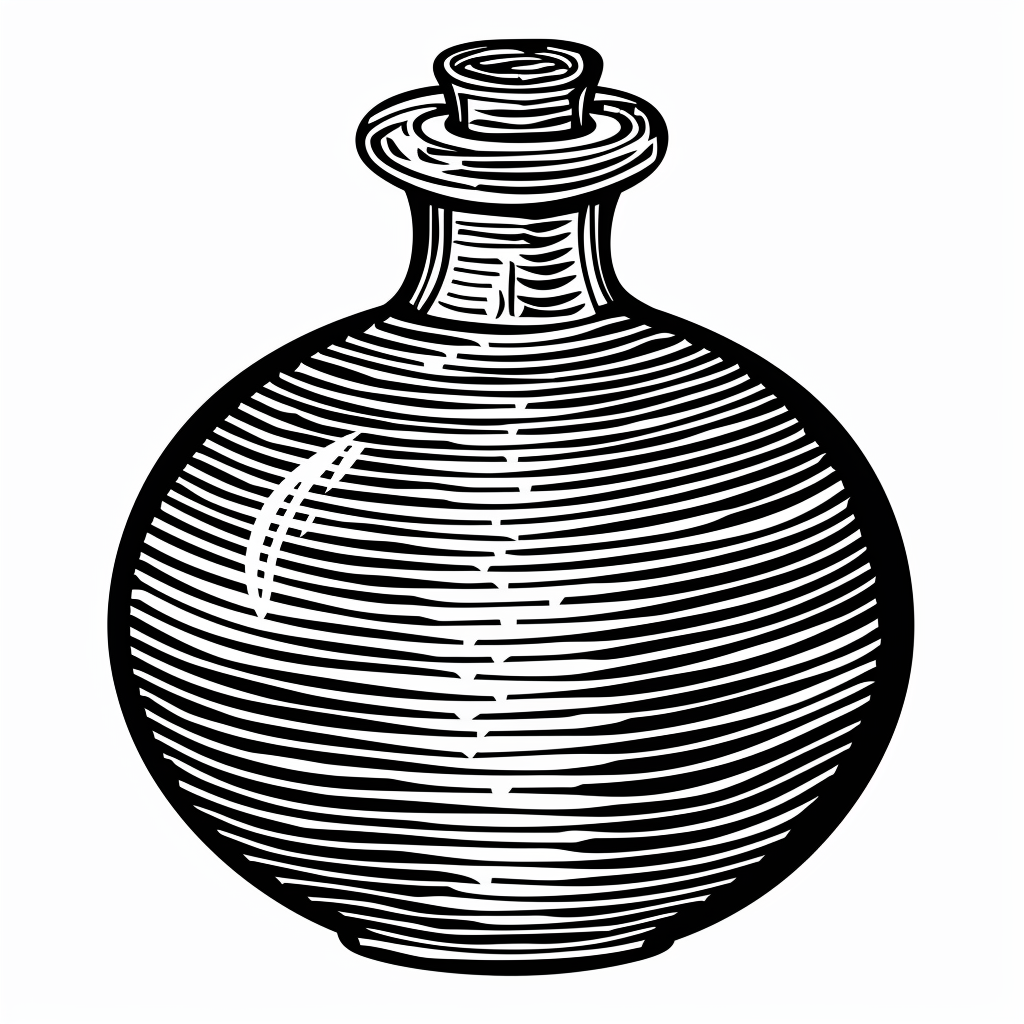 Empty alchemical flask woodcut engraving