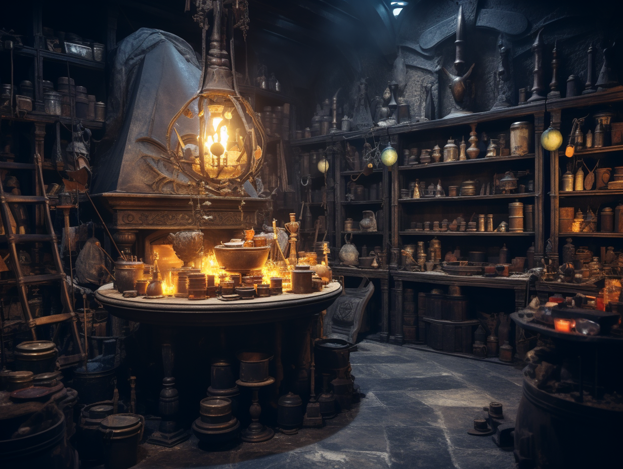 Alchemist's Atelier Bookshelfs Laboratory Equipment