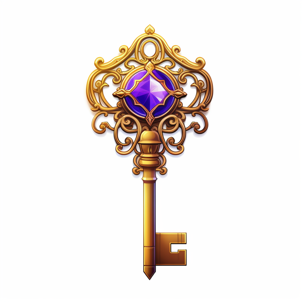 Transparent alchemist key emoji logo